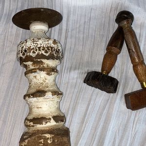 Rustic Candlestick & Wood Stampers